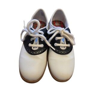 Kids Sz 12.5 Black White Saddle Shoes Oxford Lace Up School Uniform Dress Shoes